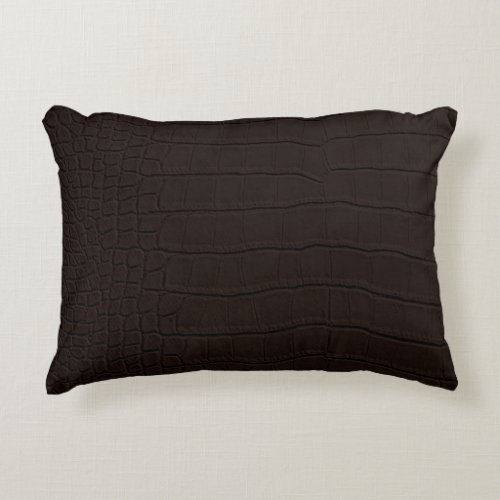 Brown Crocodile Skin Print Accent Pillow