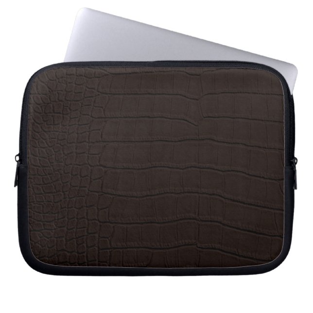 Brown Crocodile Skin Print Laptop Sleeve (Front)