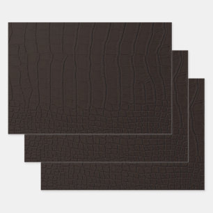 Brown Crocodile Skin Print Wrapping Paper Sheets