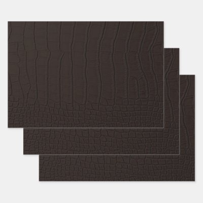 Brown Crocodile Skin Print Wrapping Paper Sheets