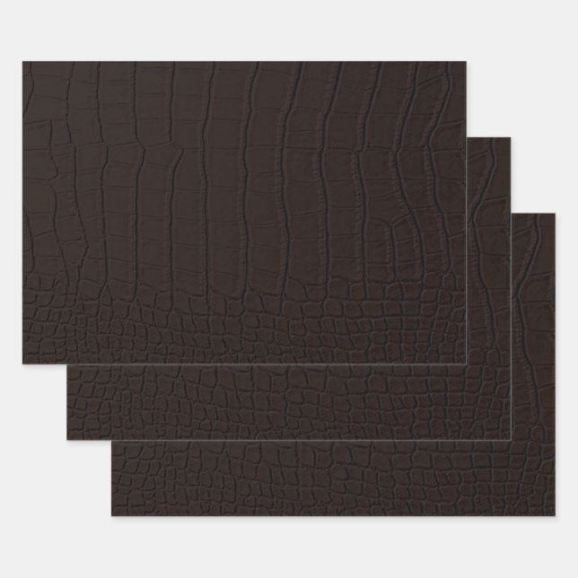 Brown Crocodile Skin Print Wrapping Paper Sheets (Set)