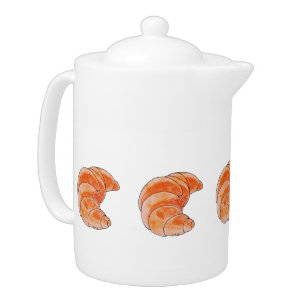 brown croissant bread teapot