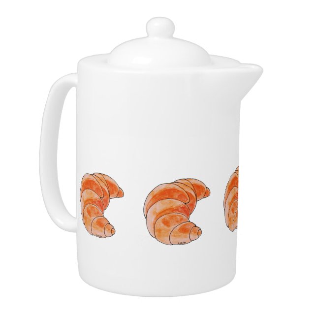 brown croissant bread teapot (Left)