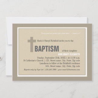 Brown Cross Baptism Invitation