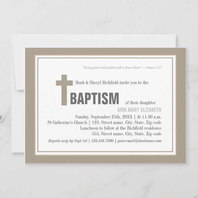 Brown Cross Baptism Invitation (Front)