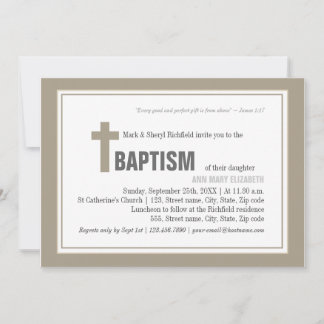 Brown Cross Baptism Invitation