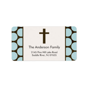 Brown Cross Religious address Label