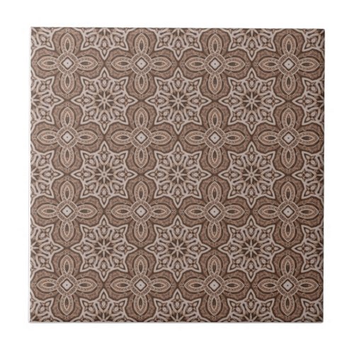 Brown Cross Tribal Ceramic Tile