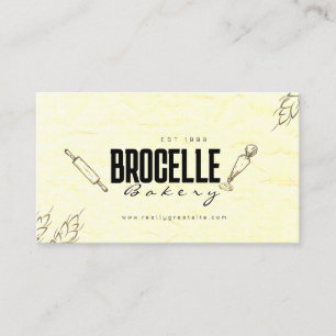 Brown Crumpled Paper Texture Restaurant Bakery  Business Card