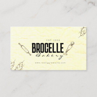 Brown Crumpled Paper Texture Restaurant Bakery  Business Card