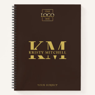 Brown Custom Company Logo Business Monogrammed Notebook