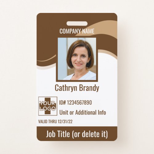 Brown custom Employee Security Id logo Bar Code Badge
