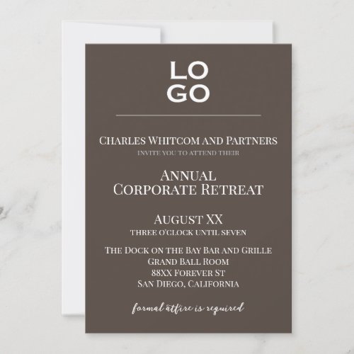 Brown Custom Logo Business or Corporate Event  Invitation