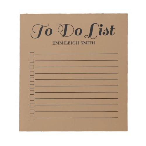 Brown Cute Calligraphy Script To Do List Checkbox Notepad