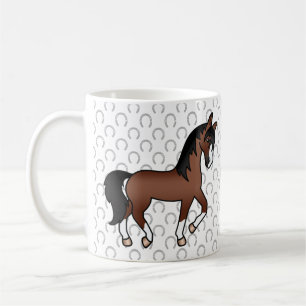 Brown Cute Cartoon Trotting Horse Illustration Coffee Mug