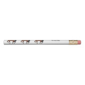 Brown Cute Cartoon Trotting Horses & Custom Name Pencil (Rotated 90)