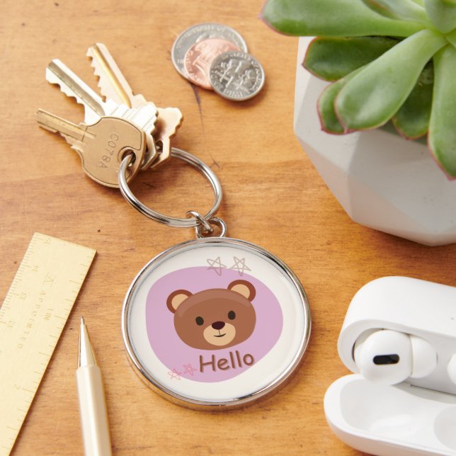Brown Cute cat keychain - heavy keychain material (Desk)