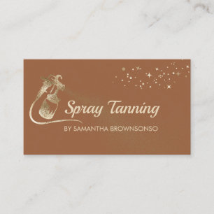 Brown Cute Gold Elegant Calligraphy Tan Spray Business Card