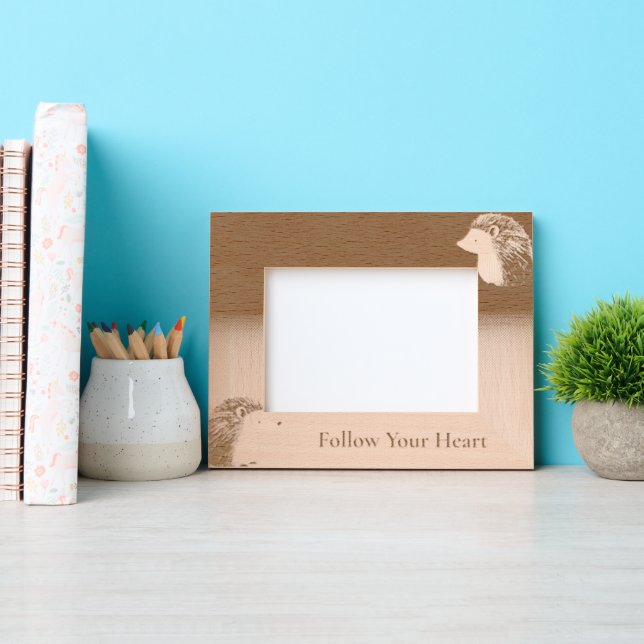 Brown Cute Hedgehog Animals Engraved Frames (Front)