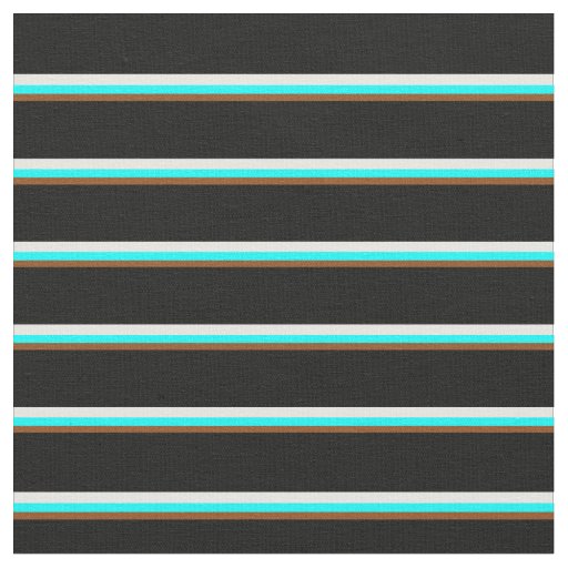 Brown, Cyan, Mint Cream & Black Pattern Fabric