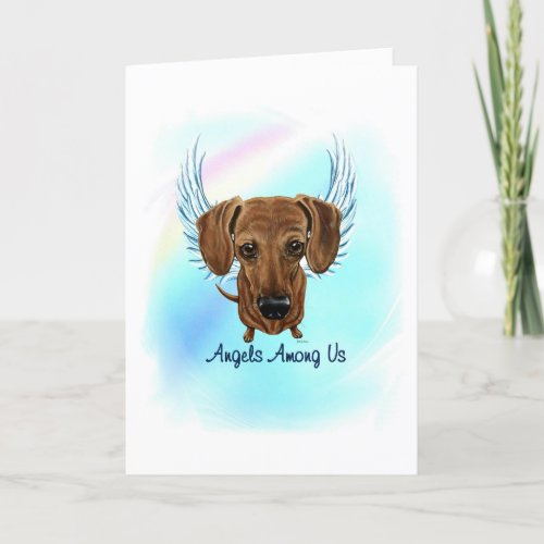 Brown Dachshund Angel Dog Pet Loss Sympathy Card