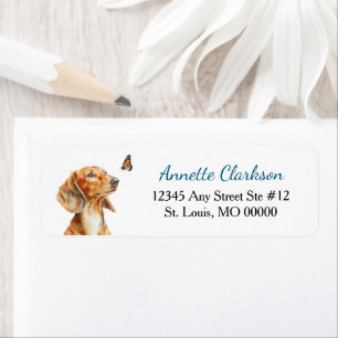 Brown Dachshund Dog Butterfly Wonder Label
