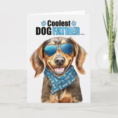 Brown Dachshund Dog Coolest Dad Fathers Day Holiday Card