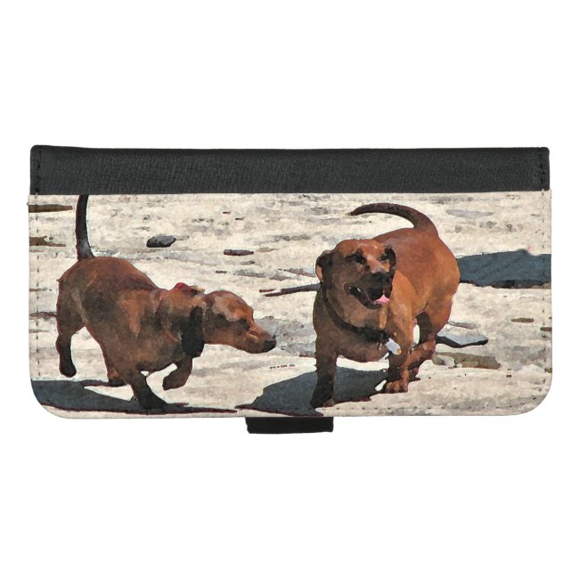 Brown Dachshund Dogs iPhone 8/7 Plus Wallet Case