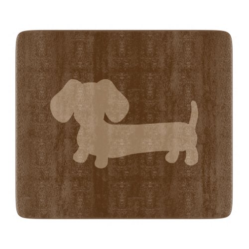 Brown Dachshund Glass Cutting Board Kitchen