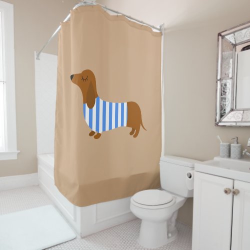 Brown Dachshund Shower Curtain