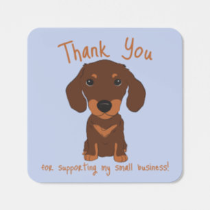 Brown Dachshund Weiner Thank You Small Business Square Sticker