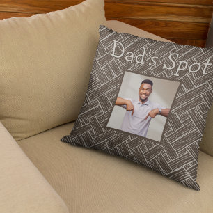 Brown Dad's Spot Couch Photo Father's Day Gift Throw Pillow