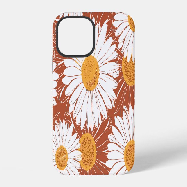 Brown Daisies: Seamless Flower Pattern Iphone Case (Back)