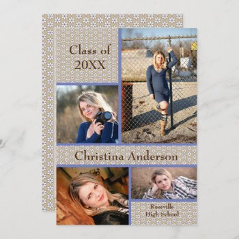 Brown Daisy Collage - Graduation Announcement by Midesigns55555 at Zazzle