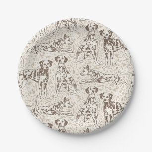 Brown Dalmatian Dog Animal Print Paper Plates