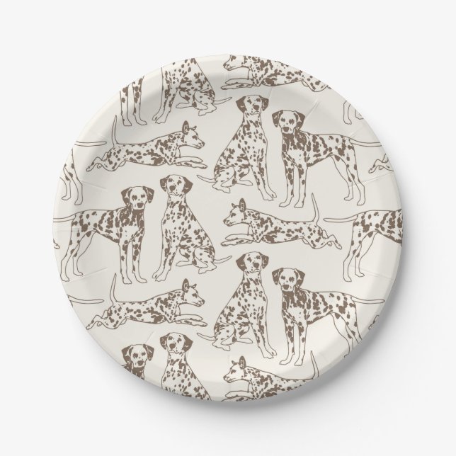 Brown Dalmatian Dogs Paper Plates (Front)