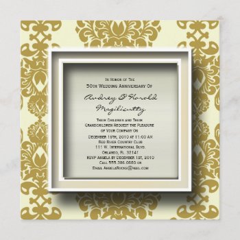 Brown Damask Anniversary Party Invitation by ForeverAndEverAfter at Zazzle