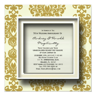 Brown Damask Anniversary Party Invitation
