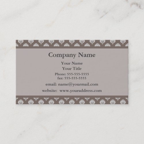 Brown Damask Appointment Reminder Business Card