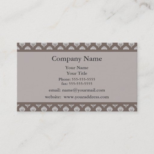 Customizable Brown Damask Appointment Reminder Business Card