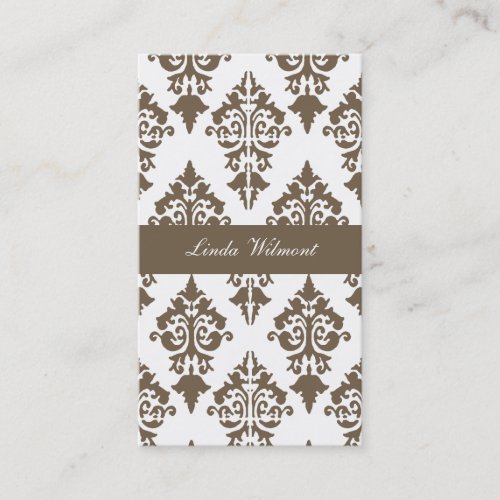 Brown Damask Business Card