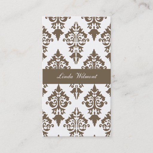 Customizable Brown Damask Business Card