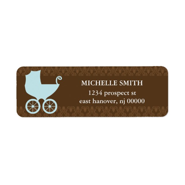 Brown Damask & Carriage Return Address Labels (Front)