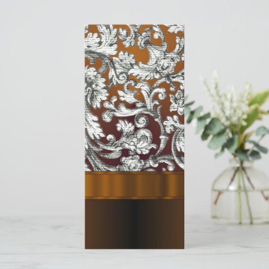 Brown damask floral pattern (Standing Front)