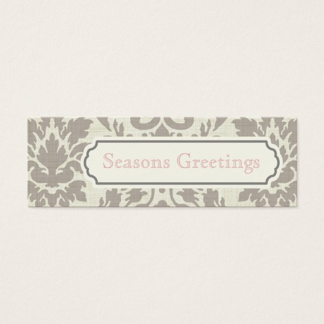 Brown Damask Gift Tags, Profile Cards (Front)