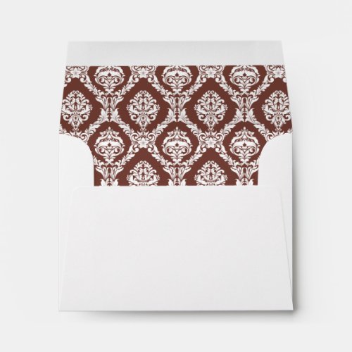 Brown Damask Lined Wedding Envelope