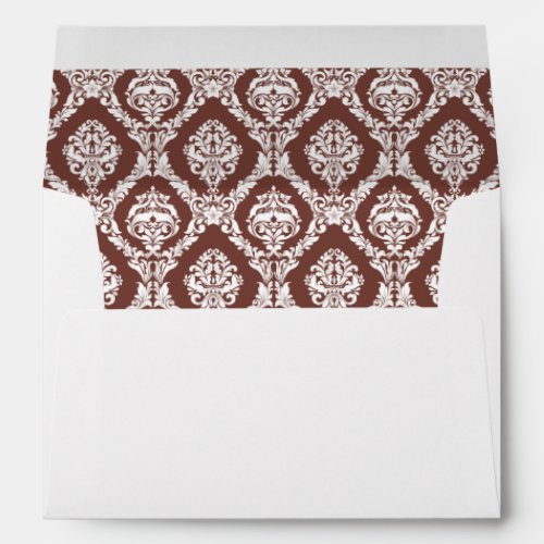 Brown Damask Lined Wedding Envelope