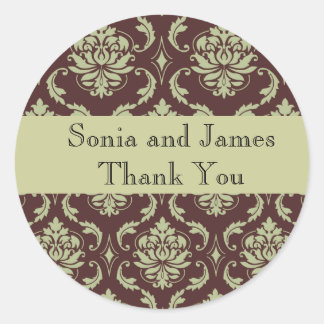 Brown Damask personalised sticker