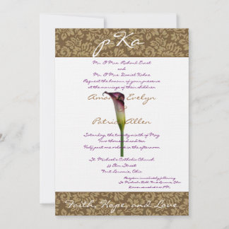 Brown Damask Wedding Inv. Invitation