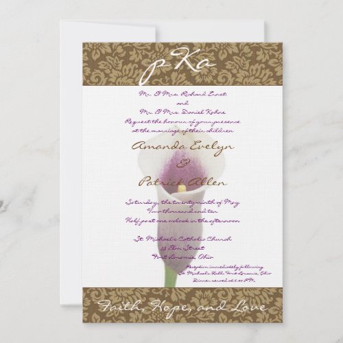 Brown Damask Wedding Inv. Custom Invites
